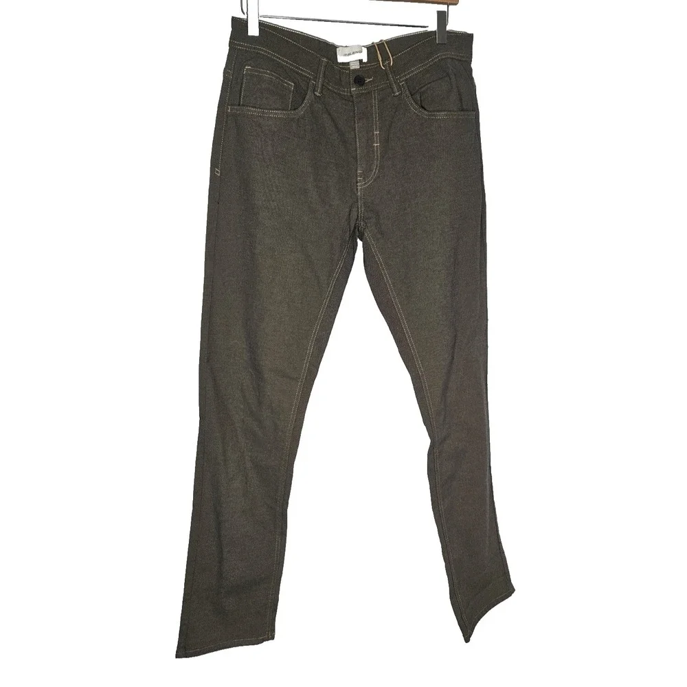 Blend Men's Pants 32x32 Brown Textured Straight Leg Casual Denim‎ Look